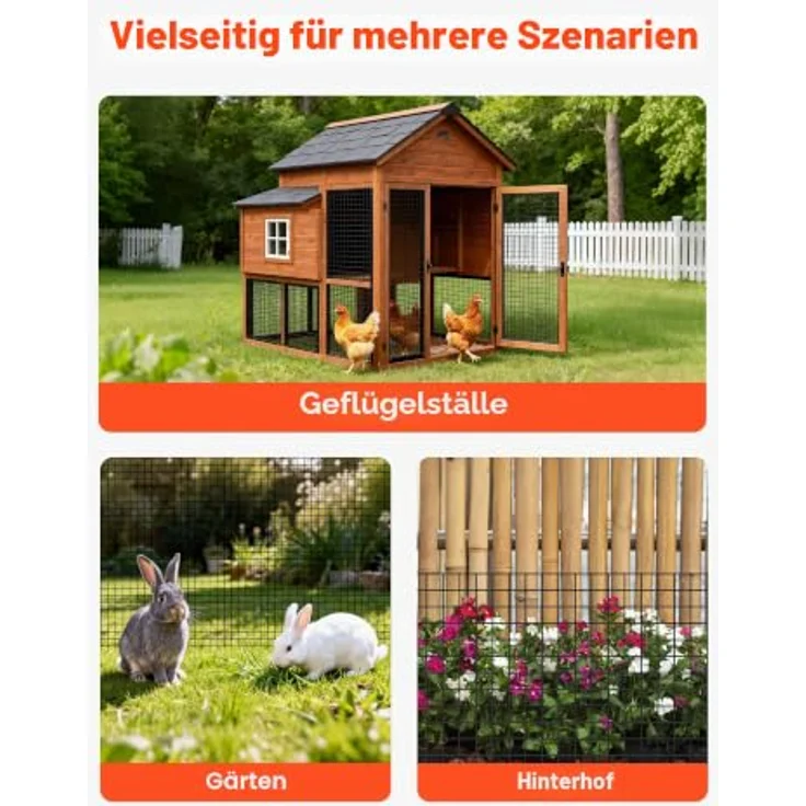 VEVOR Gartenzaun, 152 cm x 15,24 m, verzinkter Maschendraht-Zaun mit 1,27 x 1,27 cm Maschenbreite, geschweißt, vinylbeschichtet in Schwarz für Kaninchen und Geflügel – Bild 7