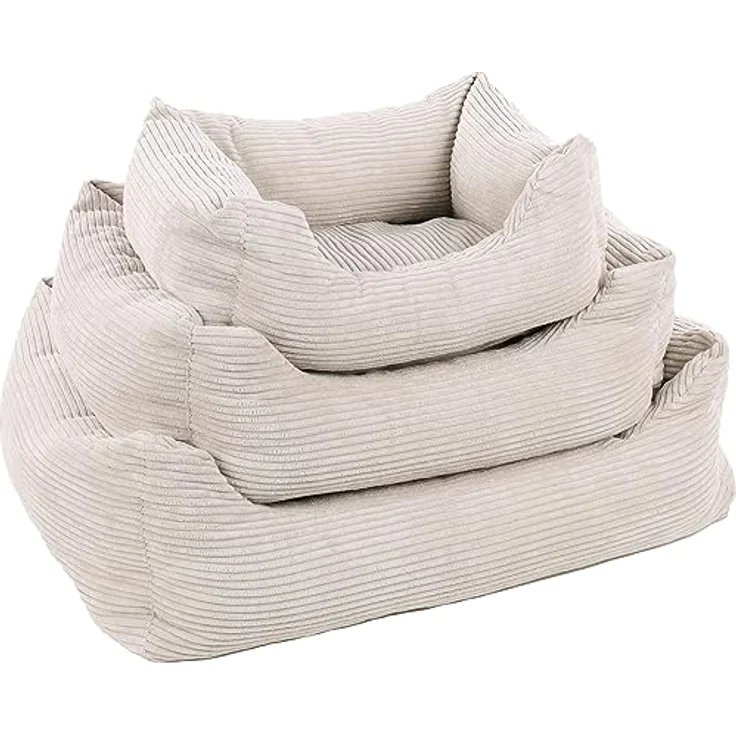 Flamingo Rechteckiges Velutto-Körbchen Beige – 100 x 80 cm, Luxuriöser Komfort für mittelgroße Hunde – Bild 3