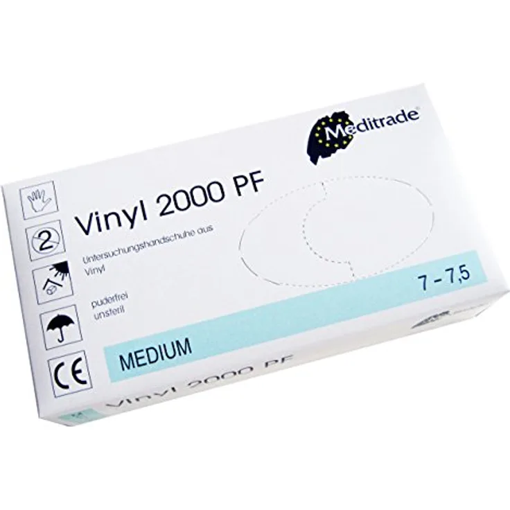 Vinyl-Handschuh 2000 PF 300 Stück (3 Boxen à 100 Stück) (M)