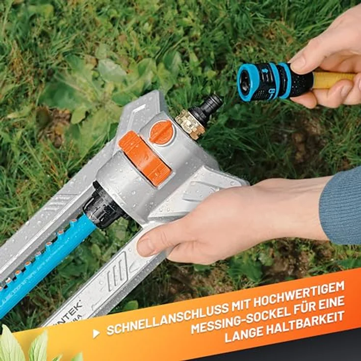 GRÜNTEK Metall Oszillations-Rasensprenger, Sprinkler mit Turbo-Motor für bis zu 352 m², flexibler Bewässerungsbereich für mittlere bis große Flächen – Bild 3