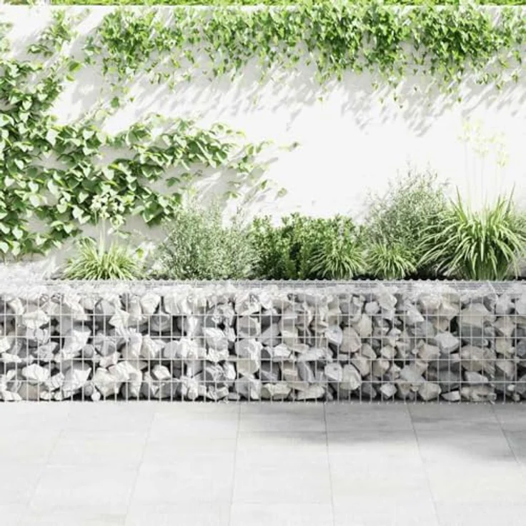 vidaXL Gabionenwand mit Abdeckung Verzinkter Stahl 900×50×50 cm – Bild 6