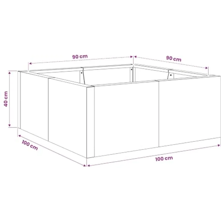 vidaXL Beetumrandung Stützmauer, 4 Stück, 100 x 100 x 40 cm, wetterbeständiger Stahl, anthrazit, modulares Design für flexible Anordnung – Bild 2