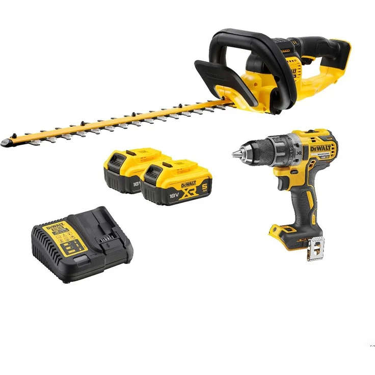 DeWalt DCMHT563DCD-QW, Akku-Heckenschere und Bohrmaschine 18 V Power Set mit 2 x 5,0 Ah Akkus und Ladegerät