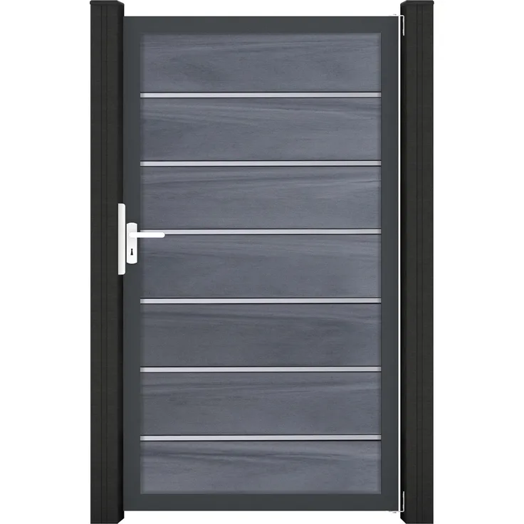 GROEN & JANSSEN GroJaSolid Grande Premium Tor, Steingrau co-extrudiert, 100 x 180 x 4,0cm, Rahmen: Anthrazit