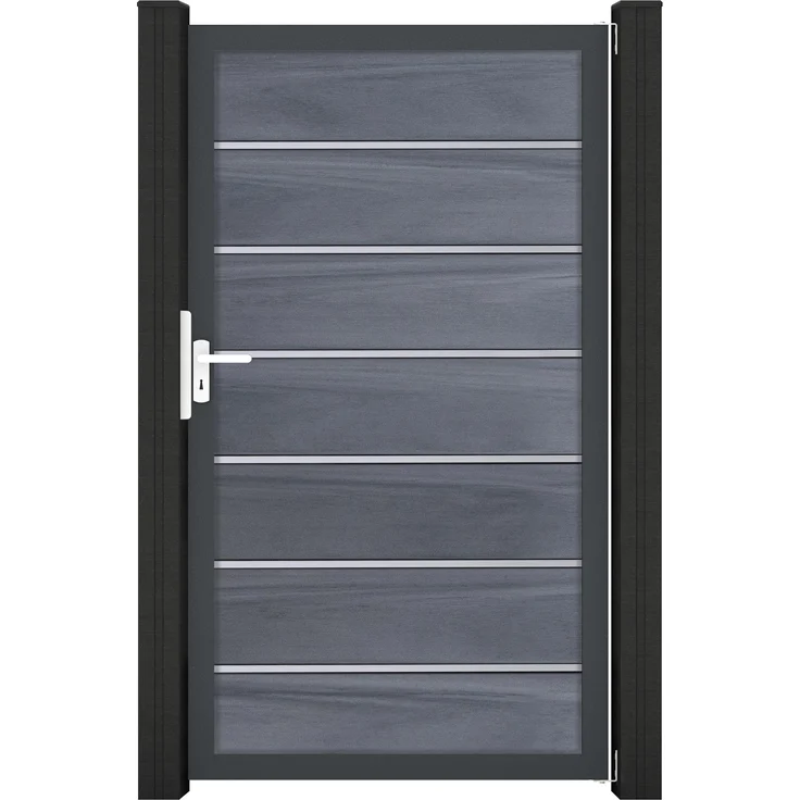 GROEN & JANSSEN GroJaSolid Grande Premium Tor, Steingrau co-extrudiert, 100 x 180 x 4,0cm, Rahmen: Anthrazit
