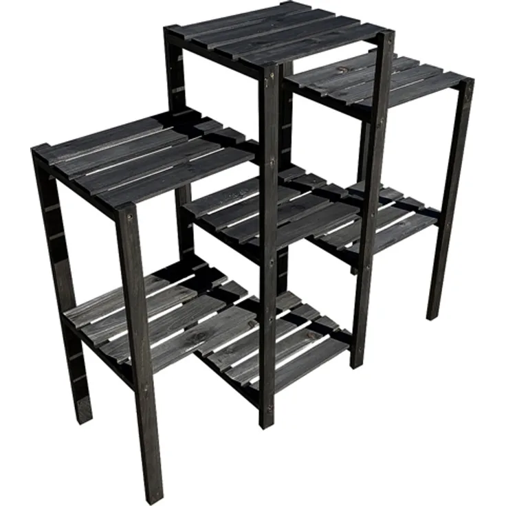 Mucola - Blumentreppe Blumenregal Blumenpodest Pflanzregal Blumenhocker Standregal Schwarz Pflanzenampel Blumenampel Gartenregal Blumenständer