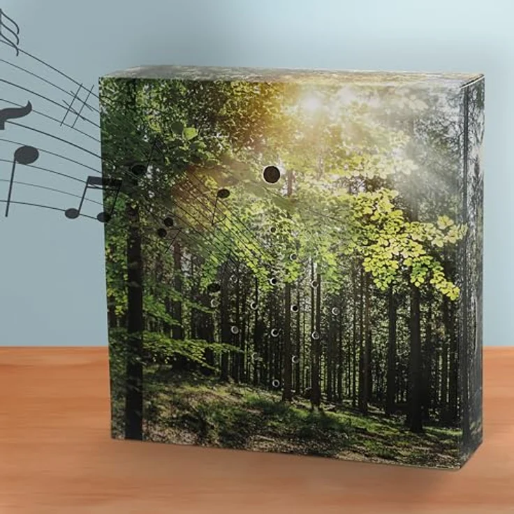 Cepewa Soundbox 'Wald' mit Bewegungssensor, 12x12x3,5cm, Pappe und Kunststoff, regulierbare Lautstärke für Vogelgezwitscher – Bild 3