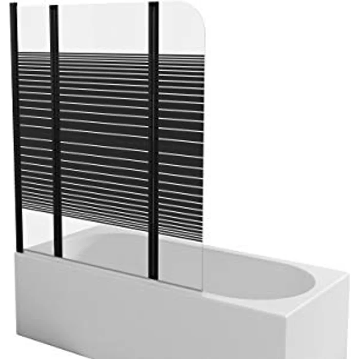 Marwell Black Lines Badewannenaufsatz 125 x 140 cm Duschwand für Badewanne 3-teilig faltbar in matt schwarz - Duschabtrennung aus 4 mm starken Einscheibensicherheitsglas – Bild 3
