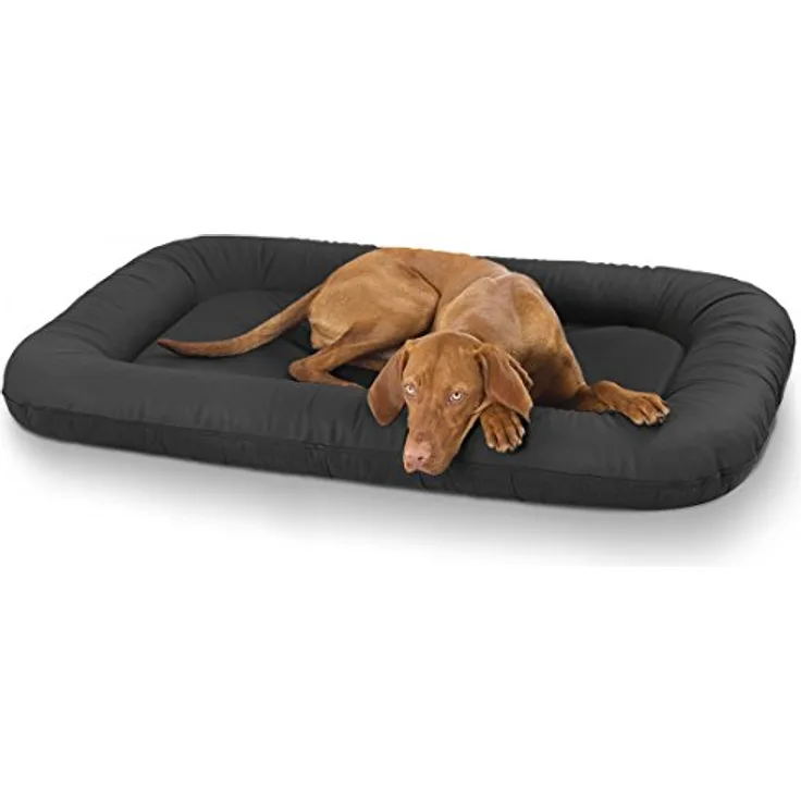 Knuffelwuff Hundebett Jerry Schwarz Kunstleder XXXL 140 x 105, Wasserabweisend & leicht zu reinigen