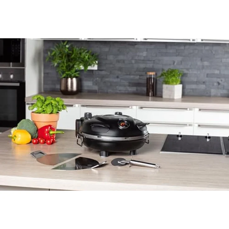 CHEF CUISINE International Pizzaofen Chef Cuisine Pizza Maker, 1.200 W, regelbare Ober-/Unterhitze, Keramik-Pizzastein Ø 31 cm, Sichtfenster, inkl. Pizzaheber und Pizzaschneider – Bild 7