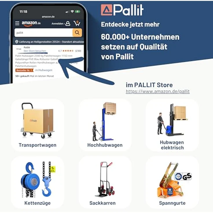 Pallit Schiebebügelwagen CARRY, Transportwagen mit 150kg Tragkraft, lenkbaren Rollen und Antirutschbeschichtung – Bild 8