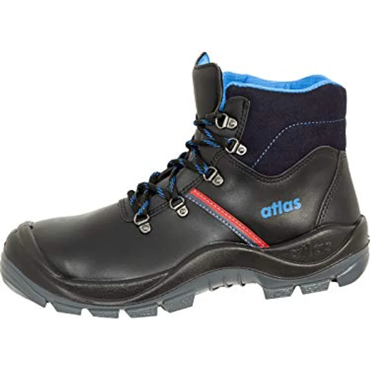"Atlas Schuhe Anatomic Bau 500 Arbeitsschuh, Stahlkappe, Öl- und säurebeständig, Weite 10, schwarz"