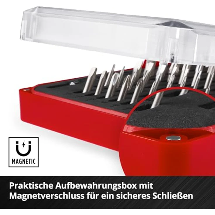 Einhell Präzisionsbit-Set 114-teilig, inklusive 28-mm- und 25-mm-Bits, mit Aluminium-Bithaltern und Adapter, Magnetverschluss-Box – Bild 8