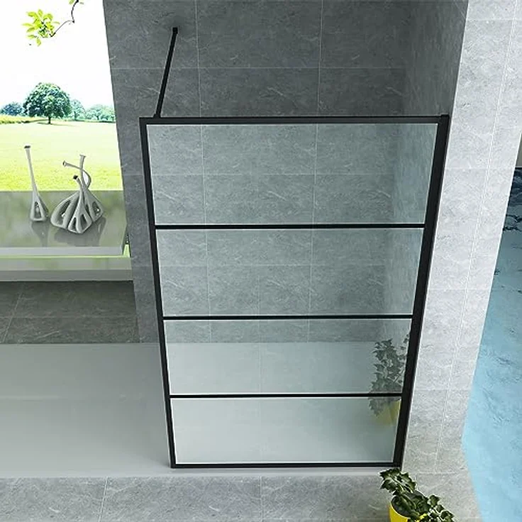 Aloni Duschwand Teko schwarz matt Streifen 100x200 8mm – Bild 2