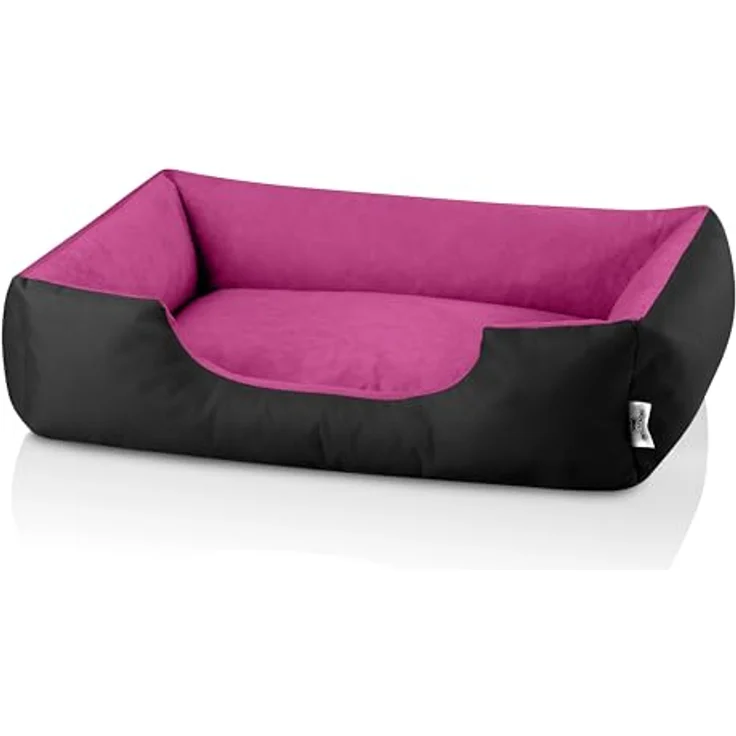 BedDog Hundebett LUPI, Hundekissen mit abziehbaren waschbaren Bezug, Hundekorb, Hundesofa für mittel-große Hunde, XL, schwarz-pink - Ergonomisches Design, robustes Material, waschbarer Bezug – Bild 2