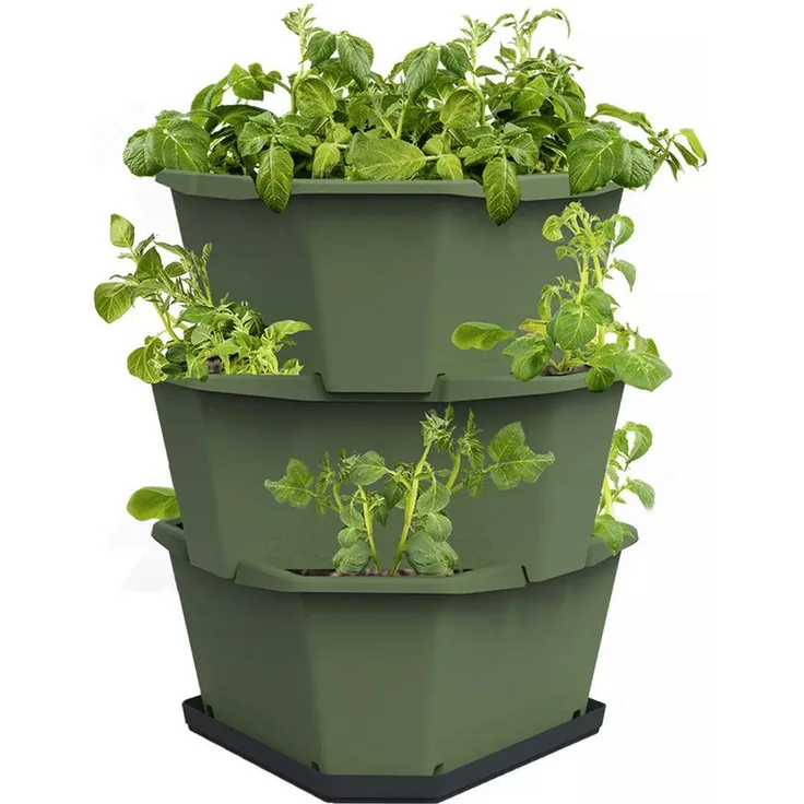 Gusta Garden PAUL POTATO Starter, Kartoffelturm für effizienten Kartoffelanbau mit 3 Etagen, inkl. Schädlingsschutz, dunkelgrün