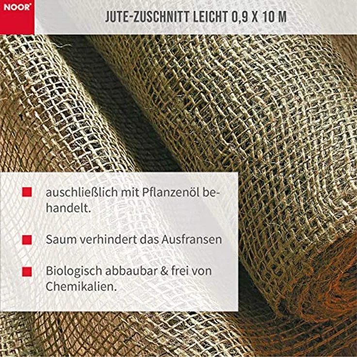 NOOR Jute-Zuschnitt leicht 0,9 x 10 m I Jute-Rolle zum Adventskalender selber basteln, als Deko-Material oder als Frostschutz für Pflanzen I Jute-Winterschutz für Topf- und Kübelpflanzen I Natur – Bild 5