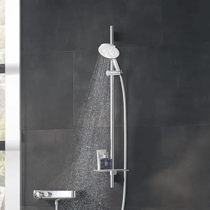 Grohe Rainshower 130, Duschbrauseset mit 3 Strahlarten, Moonlight White, 1000 mm Brausestange, 1,75 m Schlauch – Bild 3