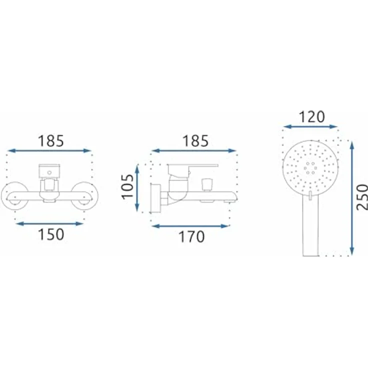 wohnwerk.idee Wannenarmatur Badewannenarmatur, hochwertige Duschinstallation in Weiß Schwarz Gold Chrom – Bild 6