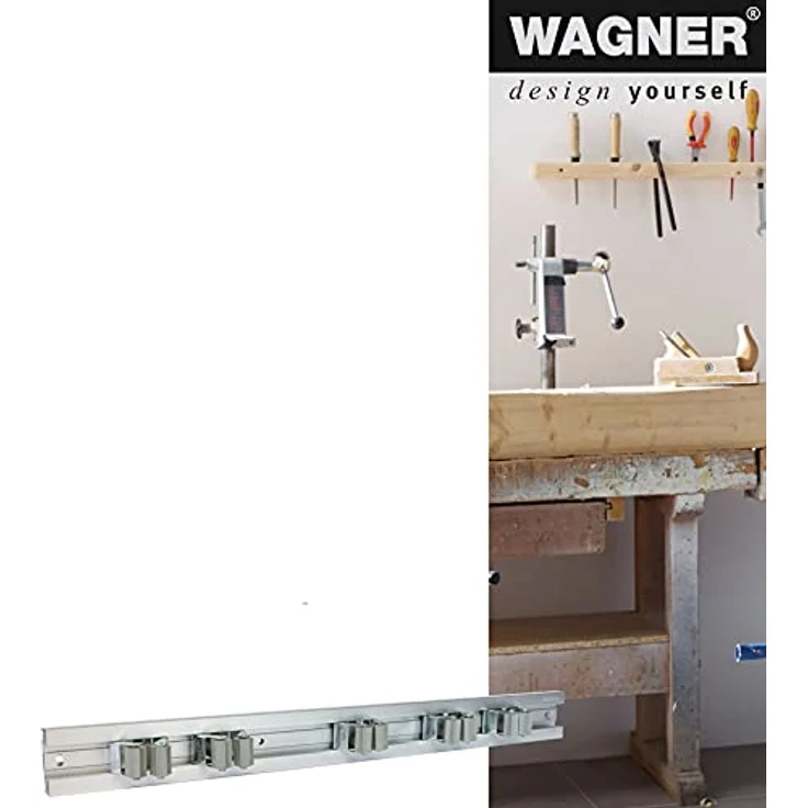 WAGNER - hooks4tools - Gerätehalter CLIPS & SCHIENE AUSZIEHBAR - 600-1170 x 55 mm, 5 Clips 52 x 52 x 38 mm, aus Aluminium, für Geräte Ø max. 3 cm, Tragkraft bis 2 kg/Clip - 15204611 – Bild 4