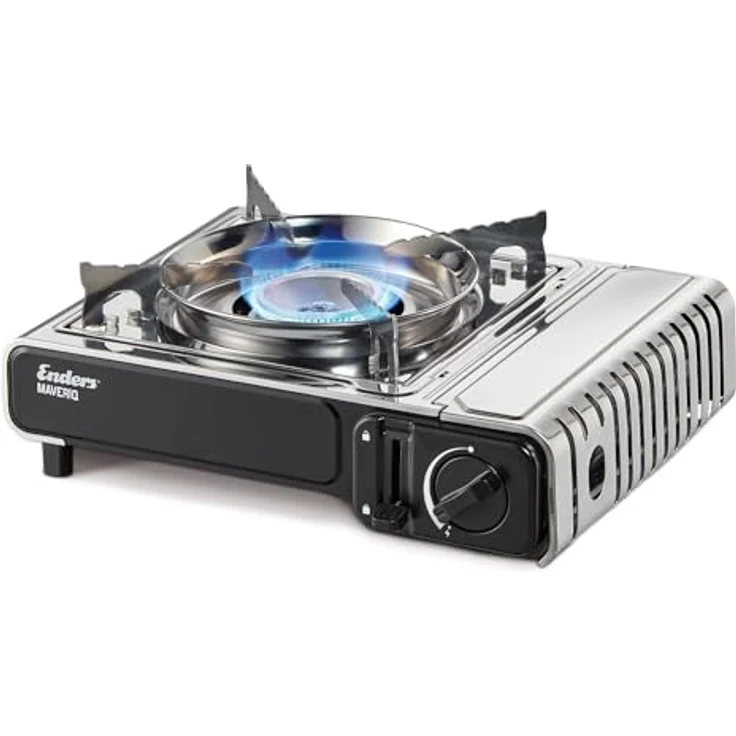 Enders® Campingkocher MAVERIQ®, stufenlos regulierbar, Piezozündung, Überhitzungsschutz, leistungsstarker Brenner 2,2 kW, inkl. Tragekoffer, silber – Bild 2