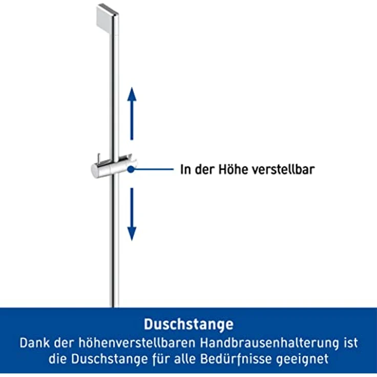 Duravit Universal Duschstange, Brausestange mit höhenverstellbarer Handbrausehalterung, variable Duschstange (700 mm), Chrom – Bild 3