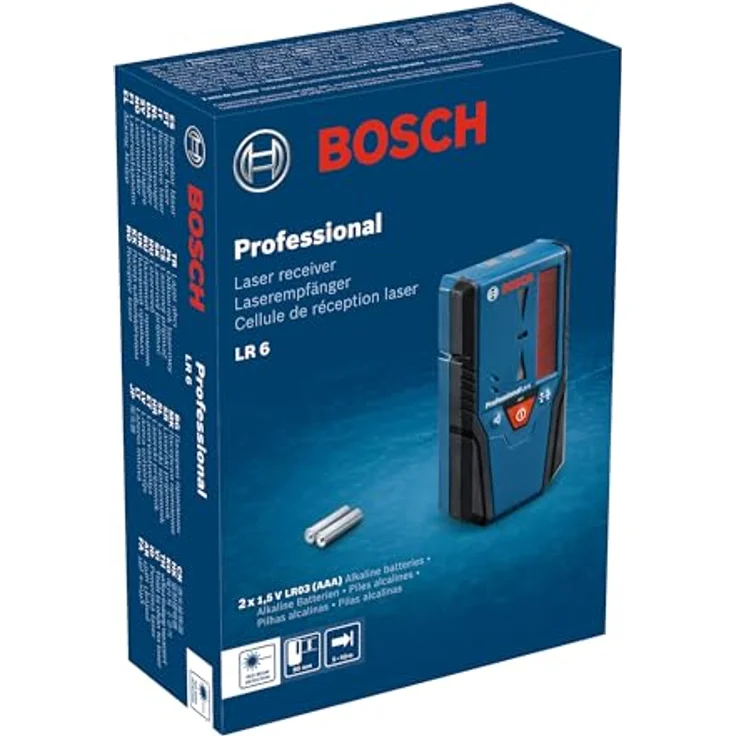 Bosch Professional Laser-Empfänger LR 6 (2 x 1,5 V Batterien (AAA), Reichweite: 5 - 50 m, Messgenauigkeit (fein-grob): ± 1 mm-± 3 mm) – Bild 2