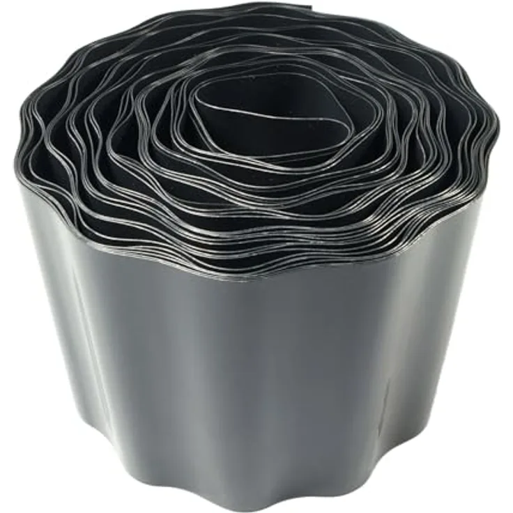 Jardinion 9m Rasenkanten Beetumrandung 20cm Schwarz, Wurzelsperre, wetter- und schlagfest, für Rasen und Gartenbeet