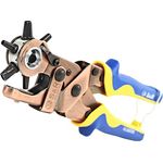 S&R ALLIGATOR Revolverlochzange-Set, 3 x Lochpfeifen OVAL und RUND 3,5/4/4,5 mm, Stanz-Lochzange für Gürtel Textil Schuhe Uhren-Armbänder Leder-Bänder Sattel Karton, Ersatz-Amboss