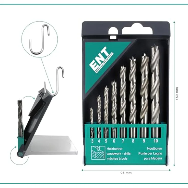 Ent European Norm Tools - ENT 8-tlg. HSS-G Holzbohrer-Set - 3 - 10 mm – Bild 5