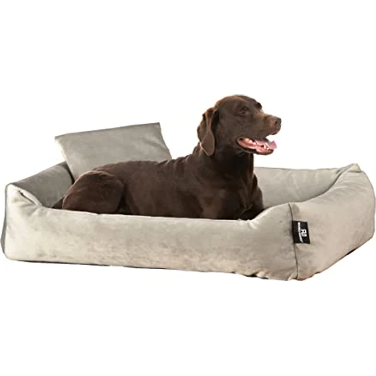 Rohrschneider Hundebett Kuschelsofa Hund Weich + Hundekotbeutelset (L, Taupe) - Nestcharakter, trendige Farben, langlebig, abnehmbarer Bezug – Bild 2