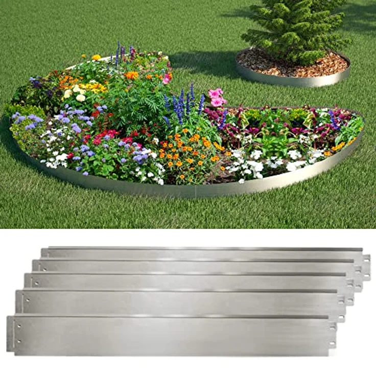 Rasenkante 10m 100x14cm verzinkt Beeteinfassung Beetumrandung Mähkante Metall Palisade – Bild 5