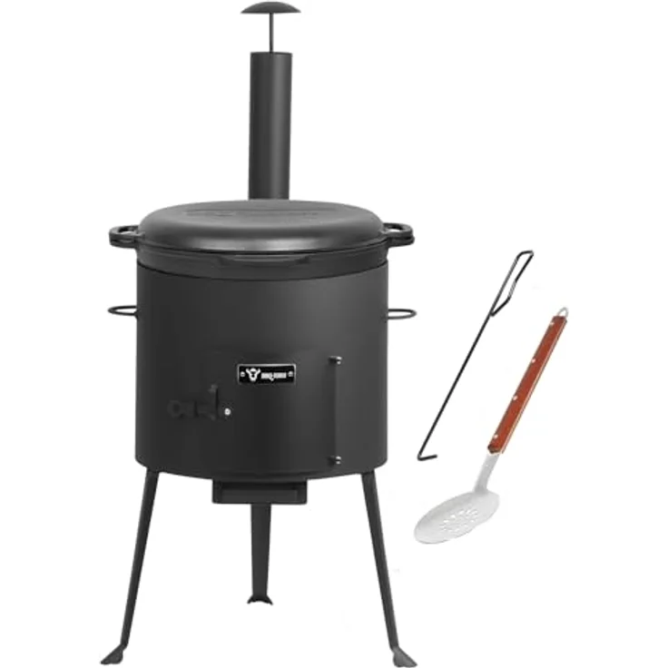 BBQ-Toro Gusseisen Kazan Ofen Ø 39,5 cm, 16 L Gusstopf mit Deckel, multifunktionaler Feuer-Ofen für Outdoor-Küchen, ideal zum Kochen, Braten und Grillen – Bild 1