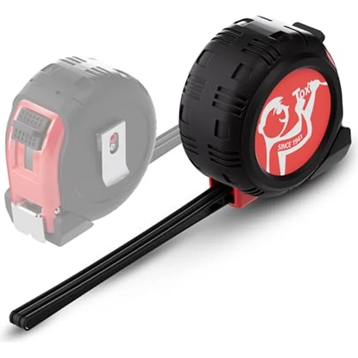 TOX Rollmaßband 5m, Maßband mit schlagfestem ABS-Gehäuse und rutschfestem Gummimantel, inkl. Gürtelclip und Handschlaufe, Genauigkeitsklasse II, 1 Stück, 09790013