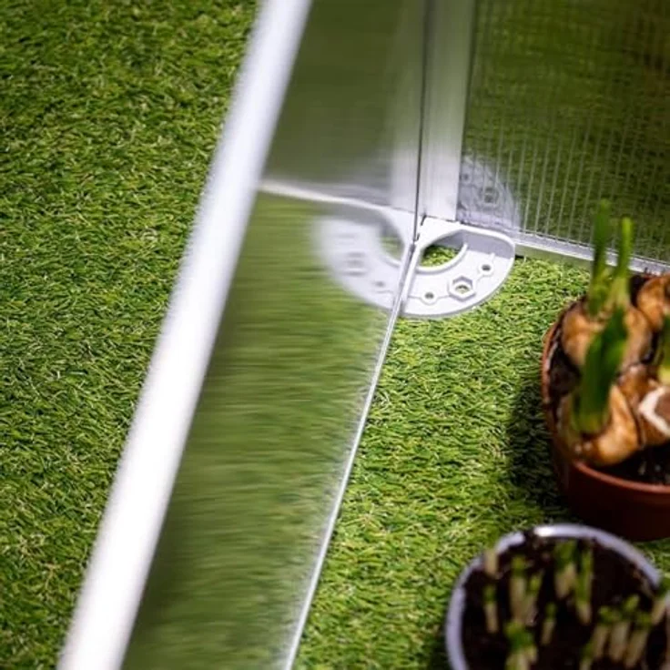 Grindi Frühbeet Mini Gewächshaus aus Aluminium für den Garten Balkon polycarbonat 4 mm, 180X51X51cm arretierbares Dreifachdach nutzbar als Treibhaus Tomatenhaus Frühbeetkasten Magnolia III, freistehendes Gartengewächshaus in Silber – Bild 5