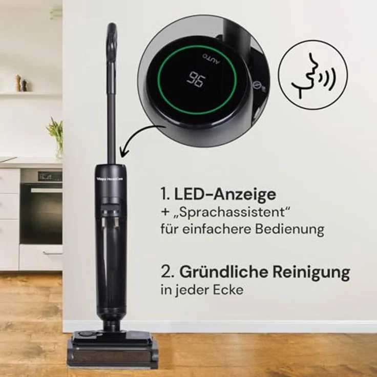 ROSMARINO VITAPUR ComboClean PRO 220W Nass Trockensauger Akku | 2-in-1 Staubsauger Kabellos mit Dual-Wassertank | Sprachassistent & Leichter Mop Akkustaubsauger für Hartböden, Tierhaare, in Blau – Bild 5