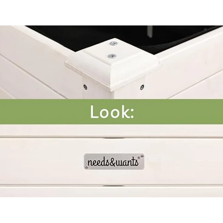 needs&wants® Growy4 Hochbeet aus Holz, Pflanzkasten Bausatz rechteckig schmal mit Vlies-Folie, 80 Liter Volumen, weiß – Bild 3