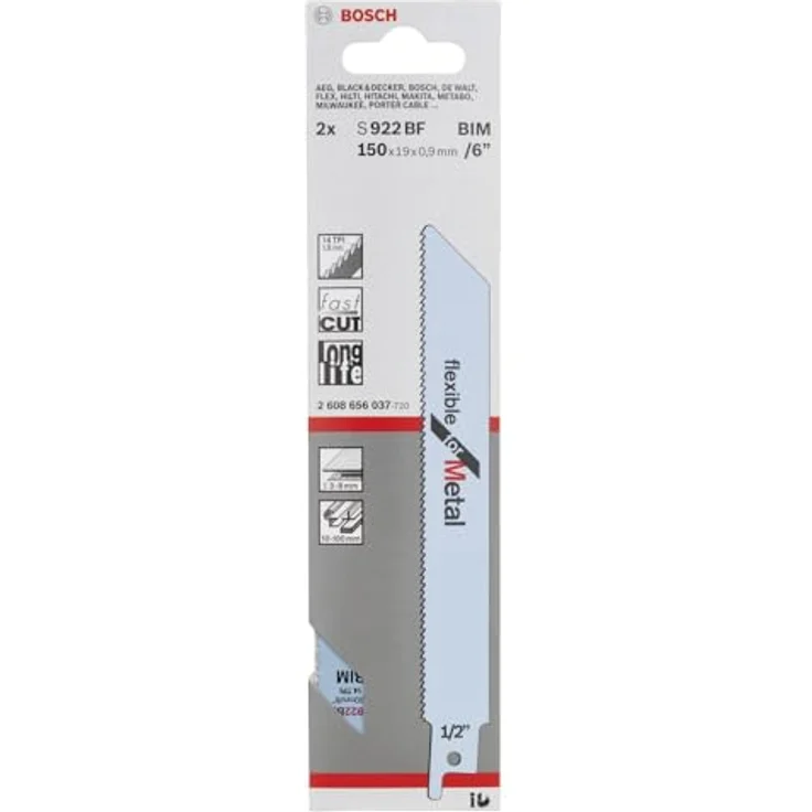 Bosch Professional Säbelsägeblatt Flexible for Metal zum Sägen in Metall (100 Stück, S 922 BF) – Bild 2
