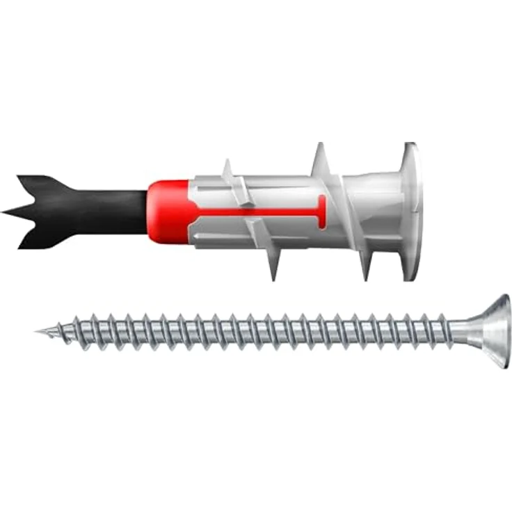 fischer DUOBLADE S, selbstbohrender Gipskartondübel mit Spanplattenschraube, starker Dübel für einfache Montage in Gipskarton- und Gipsfaserplatten, Zentrierspitze aus Metall, 20 Dübel + 20 Schrauben - Preisvergleich – Bild 5