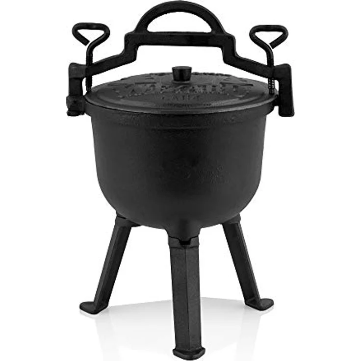 BBQ-Toro Zauberkessel "Wizard" | Gusseisen Kochtopf mit Deckel, 3 Beinen und Feststellschrauben | Hexenkessel (4 Liter) – Bild 2