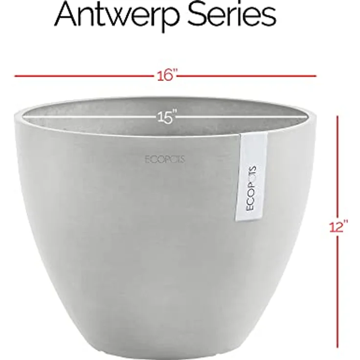 Ashortwalk ECOPOTS Antwerp Pflanzgefäß rund aus recyceltem Kunststoff (Durchmesser 40cm x Höhe 30cm) (schwarz) – Bild 4
