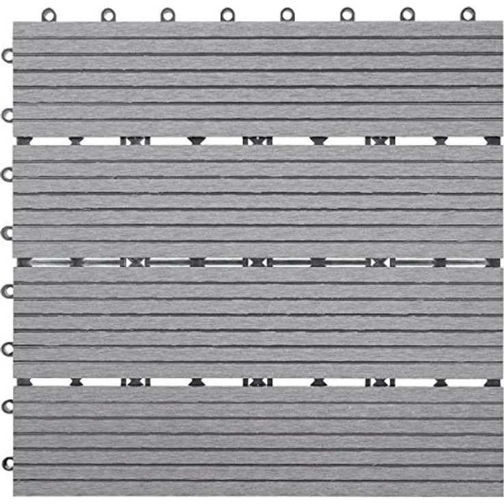 WPC Bodenfliese Rhone, Holzoptik Balkon-Terrasse, 11x je 30x30cm 1qm Basis, grau linear – Bild 5