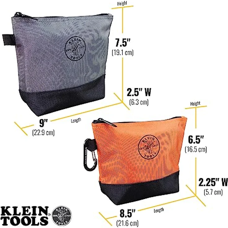 Klein Tools Werkzeugtasche mit Reißverschluss in Orange-Schwarz, Grau-Schwarz, 31,8 cm Leinen, 2er-Pack Klein Tools 55470 – Bild 5