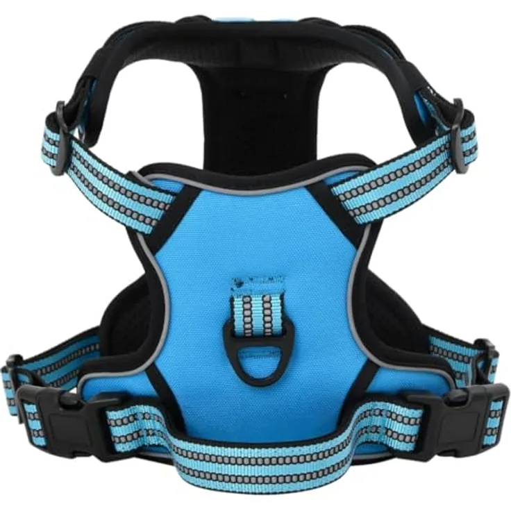 vidaXL Hundegeschirr Reflektierend Verstellbar Blau L, Polyester mit atmungsaktivem Netzgewebe