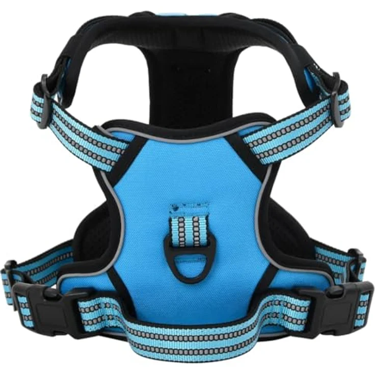 vidaXL Hundegeschirr Reflektierend Verstellbar Blau L, Polyester mit atmungsaktivem Netzgewebe – Bild 1