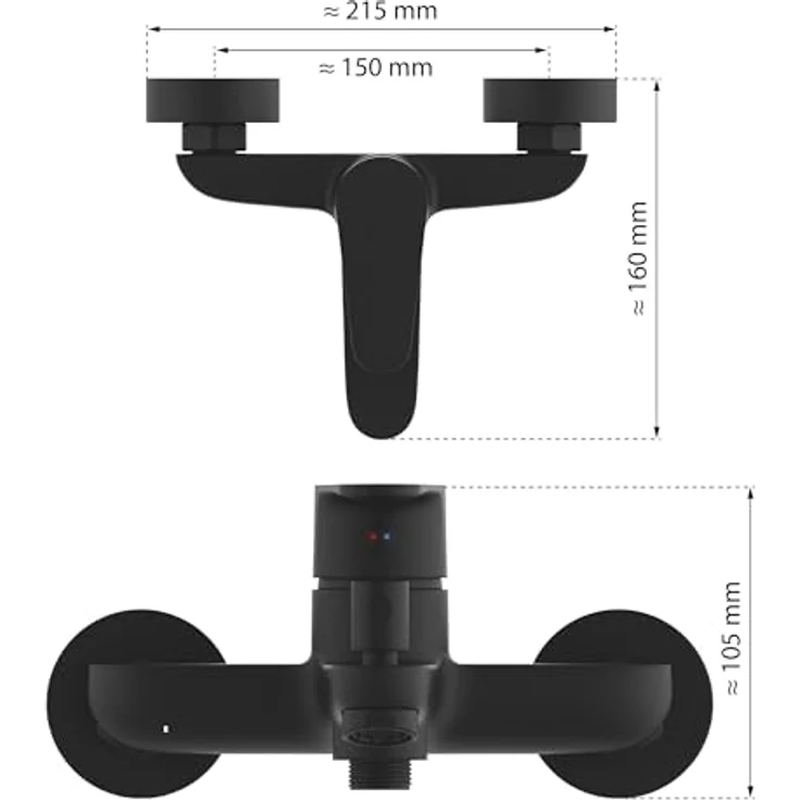 Eisl Wannenfüllarmatur Claudio, elegante Badarmatur in Schwarz Matt mit Qualitäts-Kartusche und 160 mm Ausladung – Bild 4