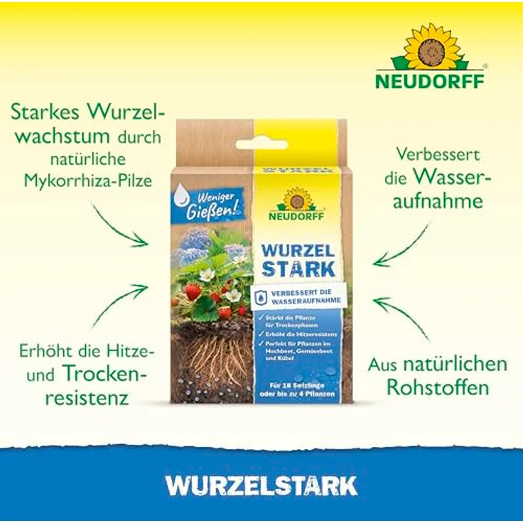 Neudorff Wurzelstark, Pflanzenstärkungsmittel für schnelles Wurzelwachstum, 36 g, optimal für weniger Gießen und Düngerausnutzung – Bild 2