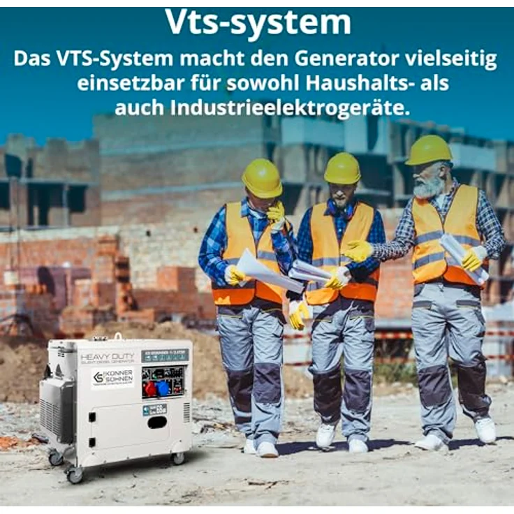 Könner & Söhnen KS 9200HDES-1/3 ATSR Diesel Stromgenerator, Notstromerzeuger mit 7,5 kW Leistung, 20 L Tankinhalt, lärmabschirmendes Gehäuse – Bild 3
