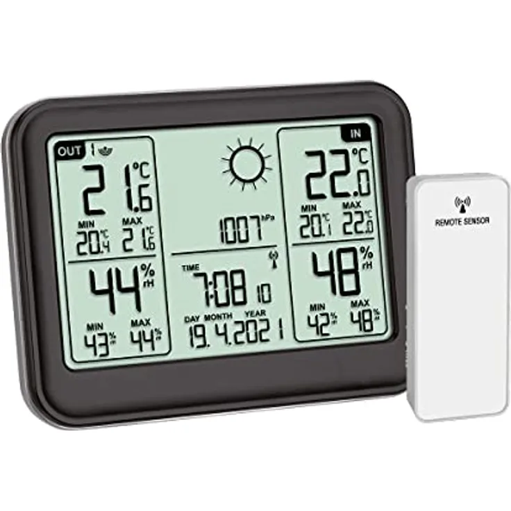 TFA Dostmann MEMO Funkwetterstation Kat.-Nr. 35.1141.01 übersichtliches Display erweiterbar auf 3 Sender