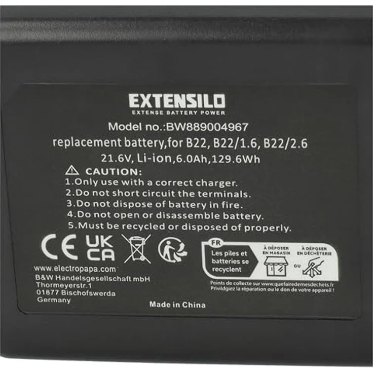 vhbw 3X Akku für Hilti CD 4-A22, GFB 6X-A22, GPB 6X-A22, GTB 6X-A22, GDG 6-A22 - Li-Ion, 6000 mAh, 21,6 V, 129,6 Wh, wiederaufladbar – Bild 5